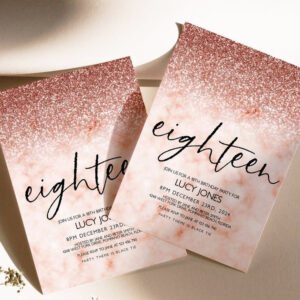 Editable 18th Birthday Party Invitation 18th Invite Rose Gold Etsy UK