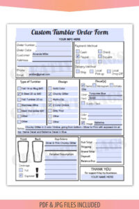 Fillable Editable Text Only PDF TUMBLERS Order Form Decals Etsy In