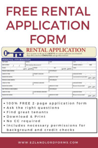 Free Rental Application Form Rental Application Being A Landlord Rental