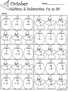 Halloween Addition Worksheets First Grade Worksheets Master