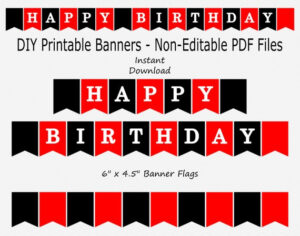 Happy Birthday Banner Red Black Boy Birthday Party Etsy