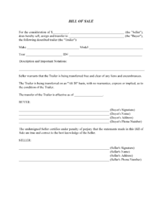 Hawaii Trailer Bill Of Sale Form Free Printable Legal Forms