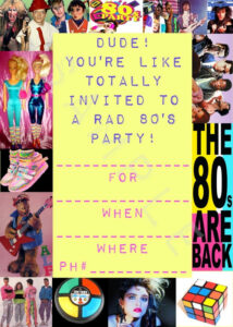 Items Similar To Blank 80 S Costume Party Invitations Instant Download