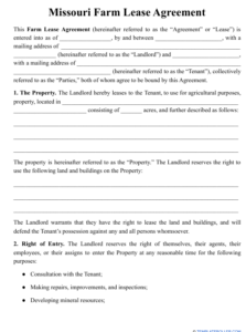 Missouri Farm Lease Agreement Template Download Printable PDF