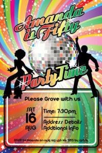 Party Time Party Invite Template Disco Birthday Party 70s Party Theme