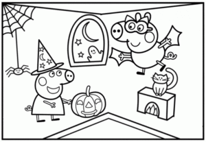 Peppa Pig Halloween Day Coloring Page Mitraland