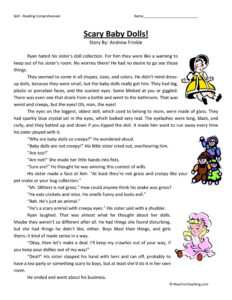 Scary Baby Dolls Reading Comprehension Worksheet Have Fun Teaching