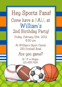 Sports Invitations Templates Free Sports Theme Birthday Sports