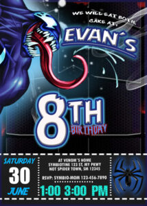 Venom 2 Birthday Invitation Printable Digital Perzonalized